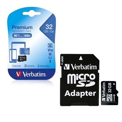 VERBATIM MEMORY MICRO SD 32GB CLASS10 + SD ADAPTER