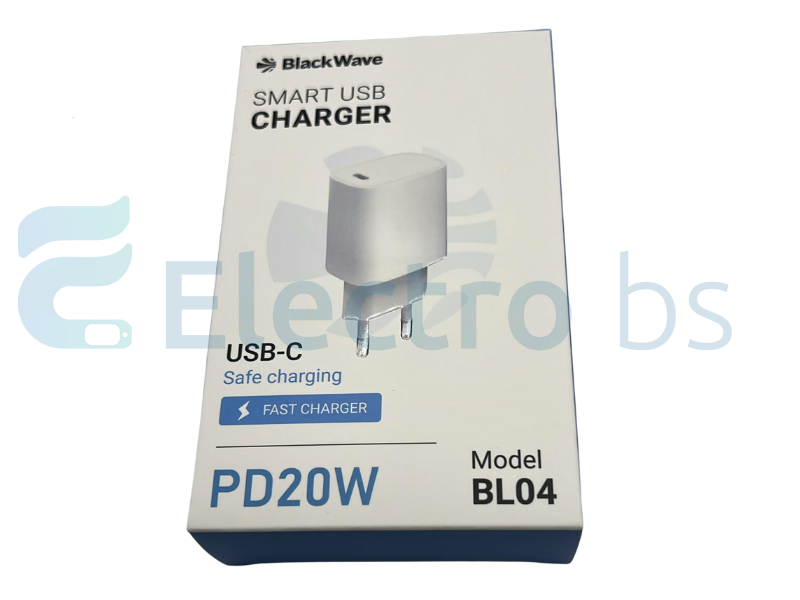 BLACKWAVE Caricatore da muro 20W USB-C BIANCO FAST CHARGER BL04
