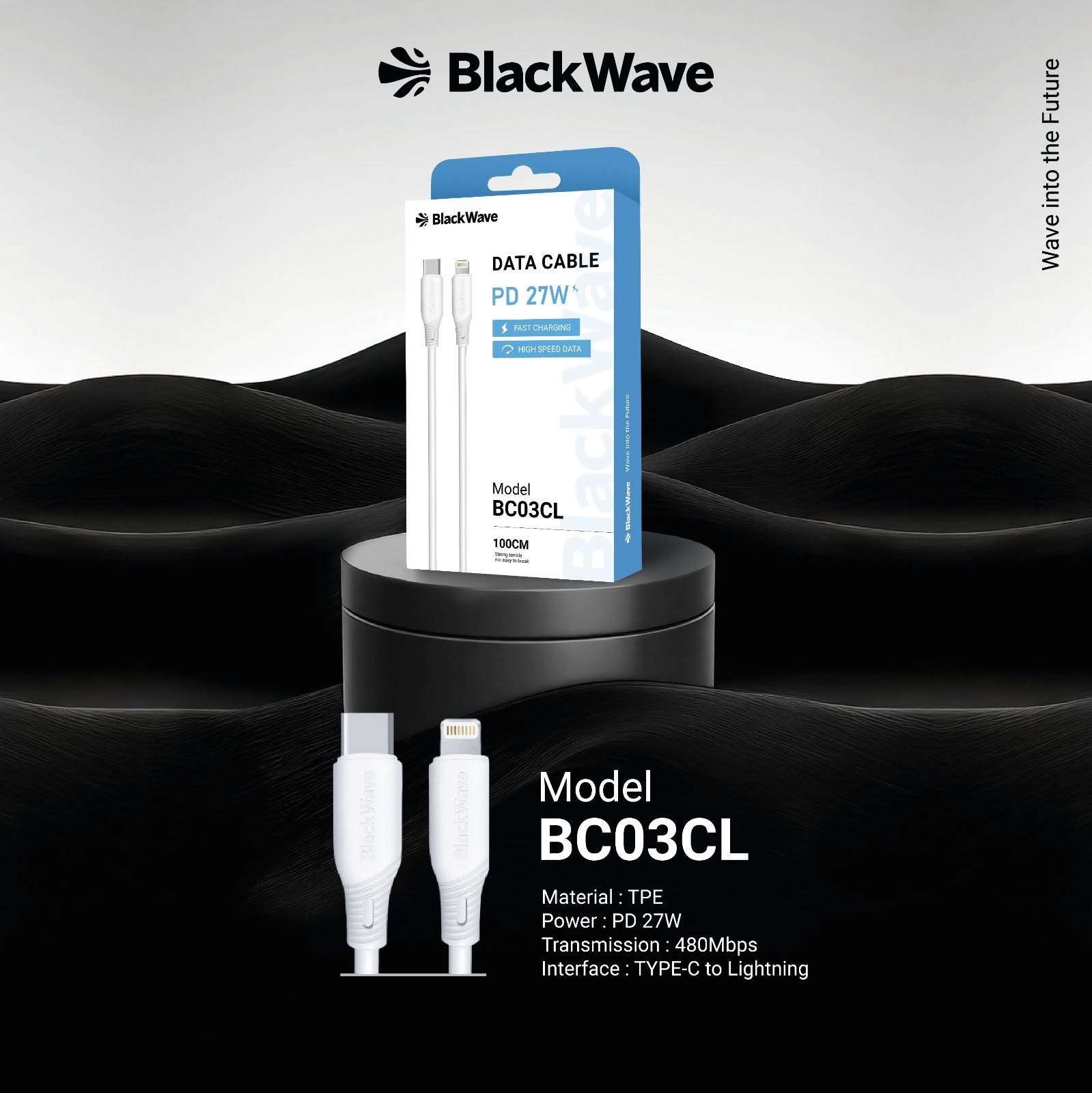 BLACKWAVE CAVO DATI USB-C TO LIGHTNING PD27W BIANCO 1MT BC03CL