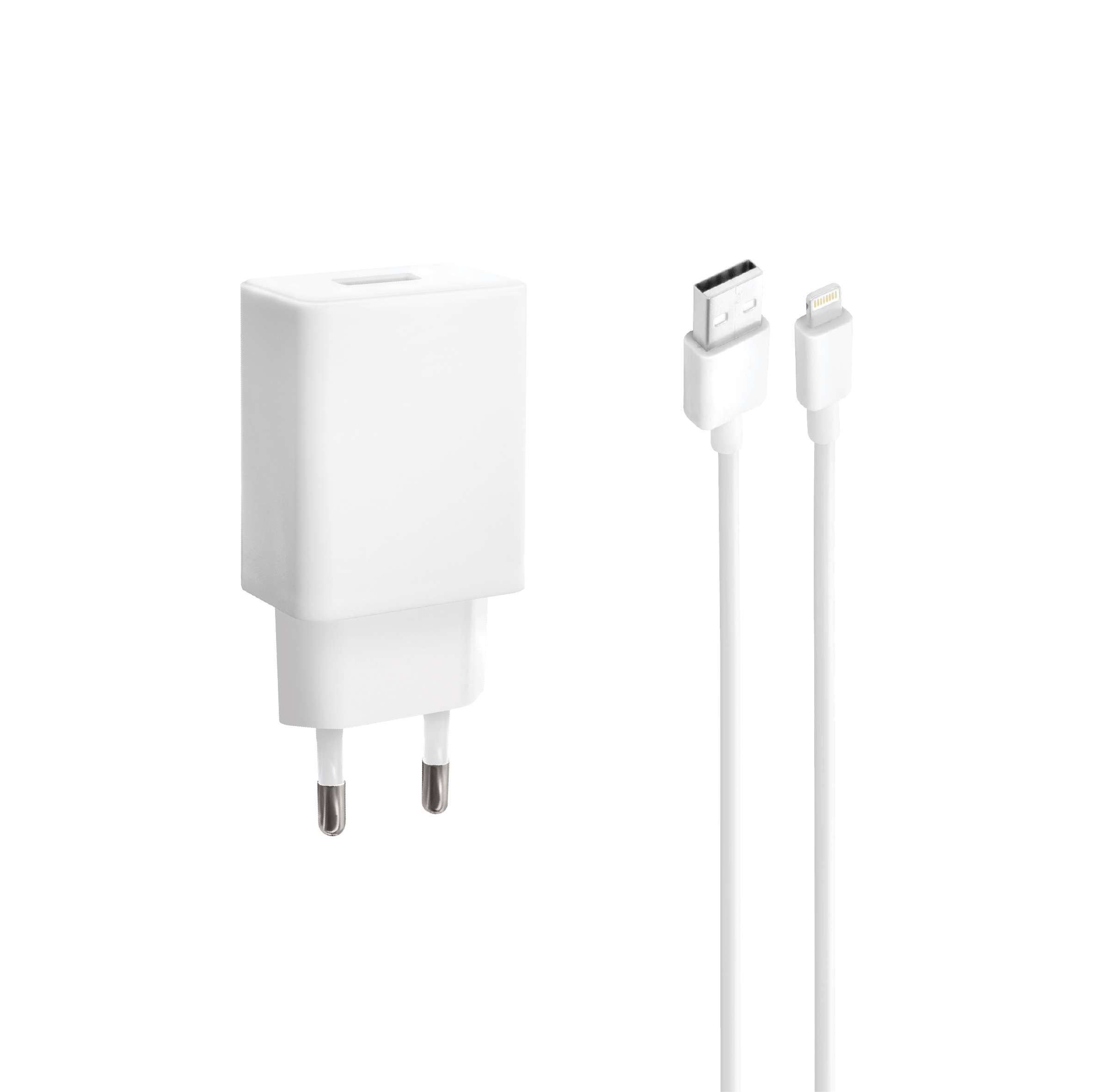 BLACKWAVE Caricatore da muro 10W USB-A + CAVO LIGHTNING 2A BIANCO BL01L