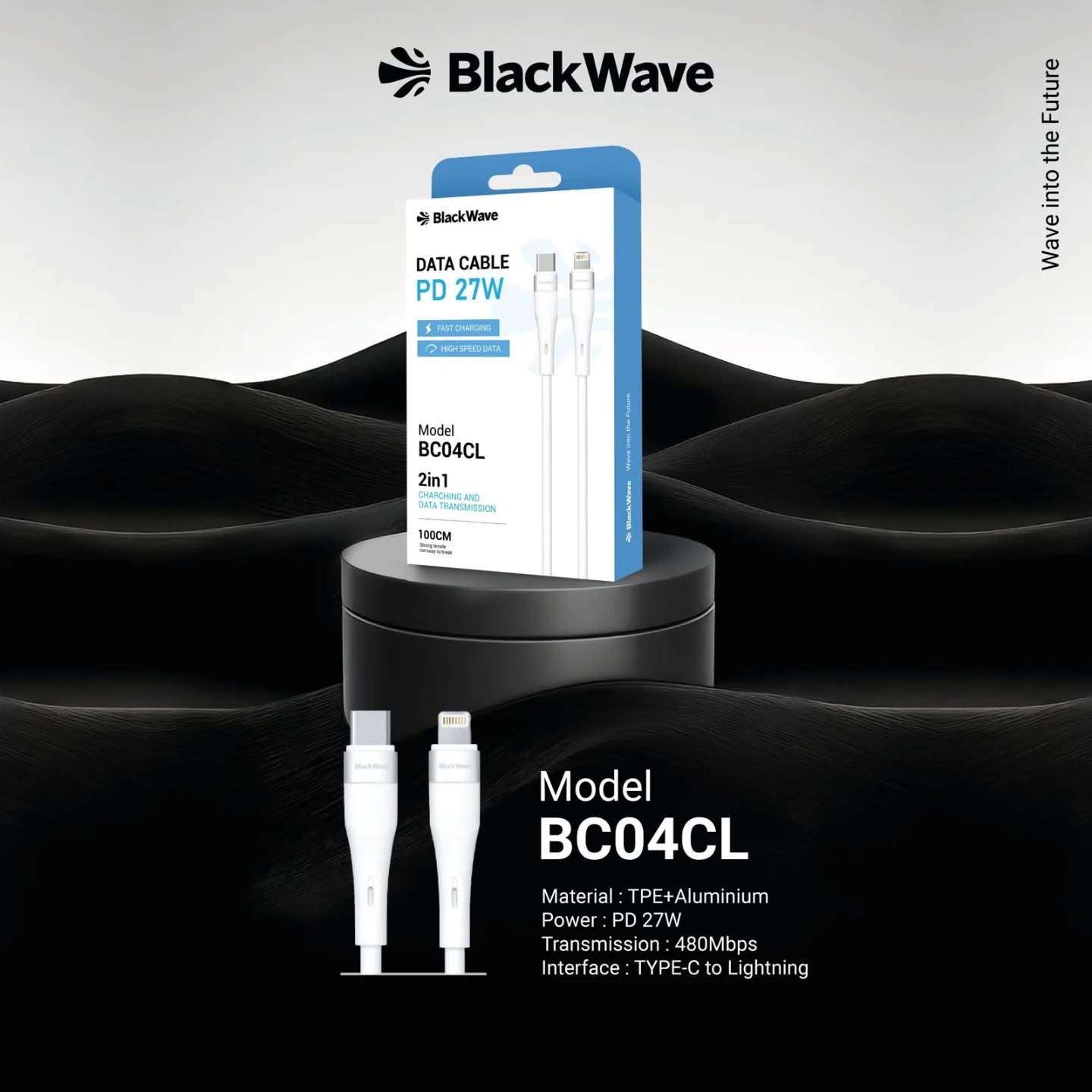 BLACKWAVE CAVO DATI USB-C TO LIGHTNING PD 27W BIANCO 1MT BC04CL