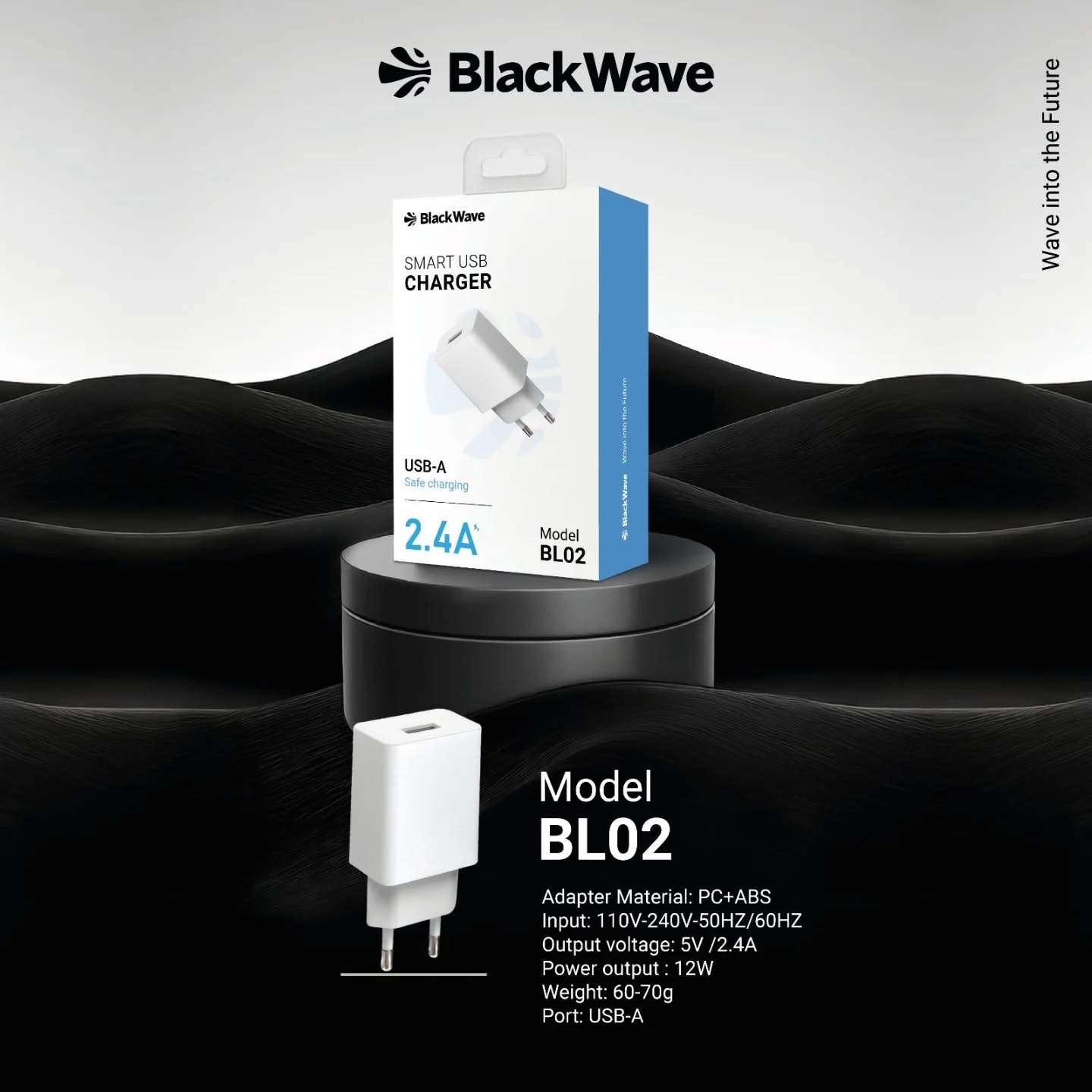 BLACKWAVE Caricatore da muro 12W USB-A BIANCO BL02