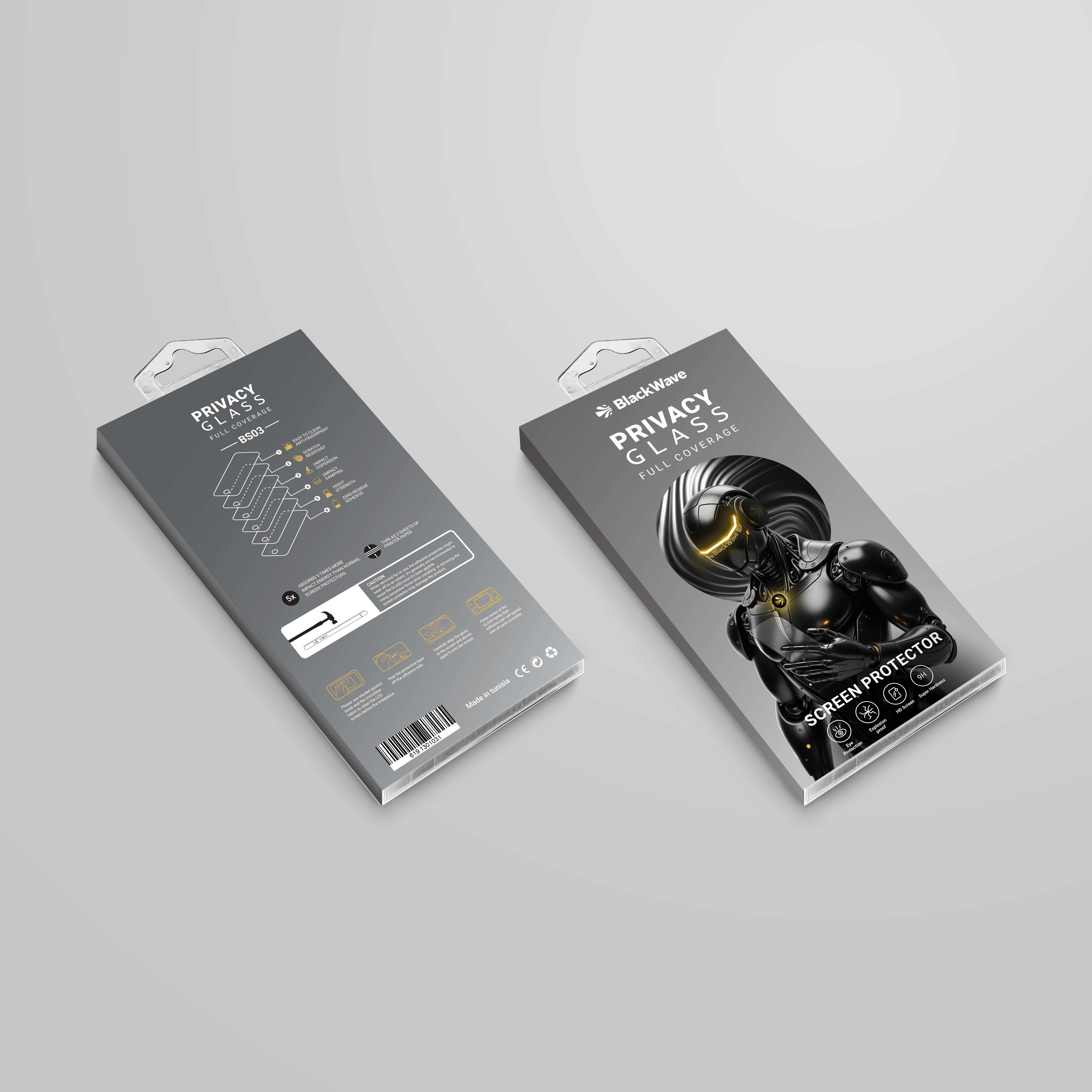 BLACKWAVE PELLICOLA SALVA SCHERMO IN VETRO TEMPERATO PRIVACY PER IPHONE 13 / 13 PRO / 14